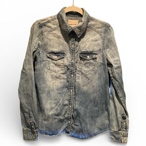 Denim snap-button button down shirt - size M